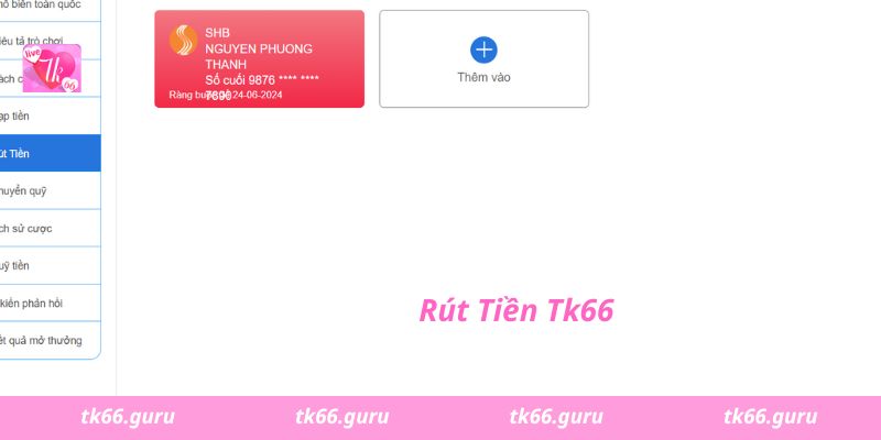 Rút tiền từ Tk66 trên laptop/máy tính